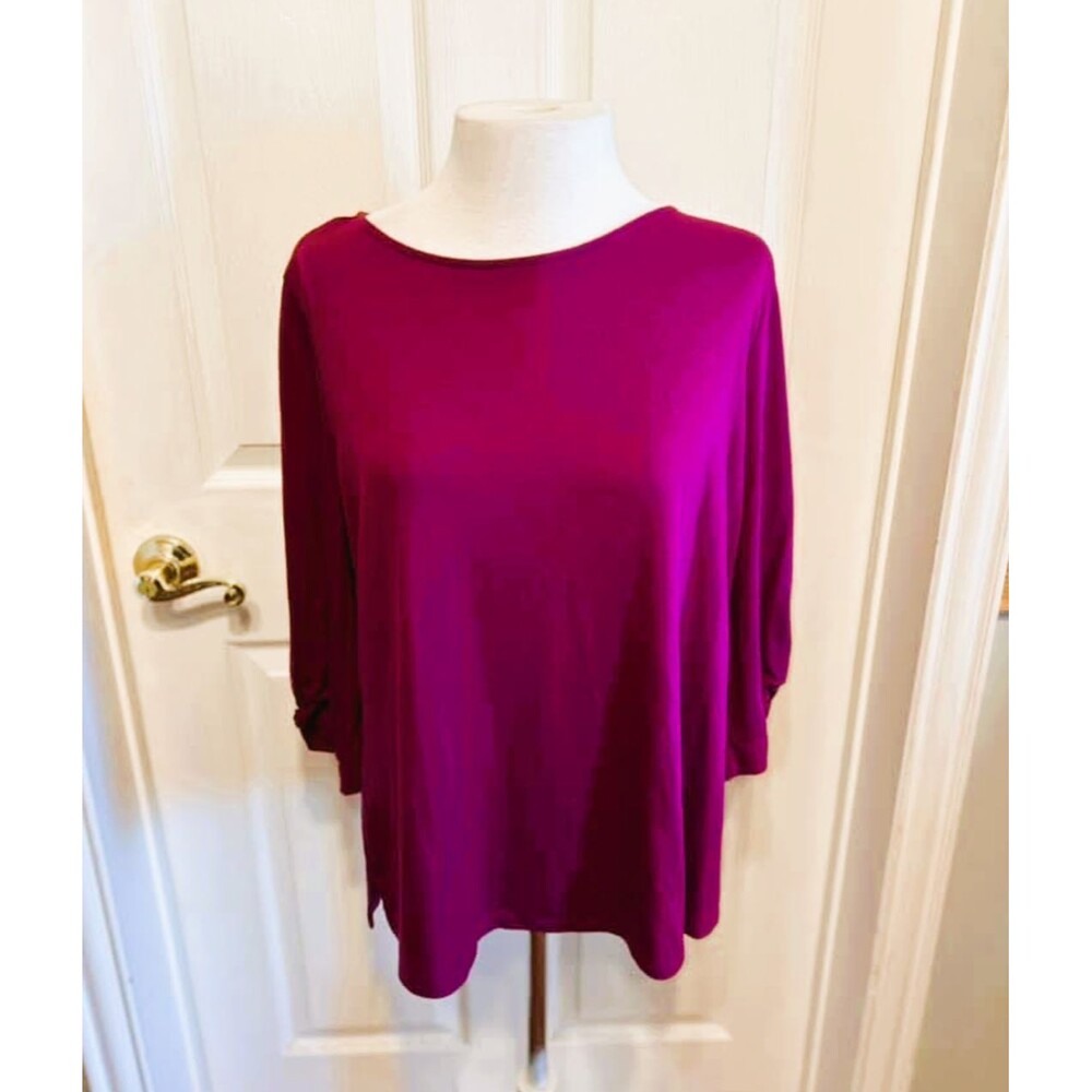 Liz Claiborne Burgundy 3/4 Sleeves Shirt - Size L